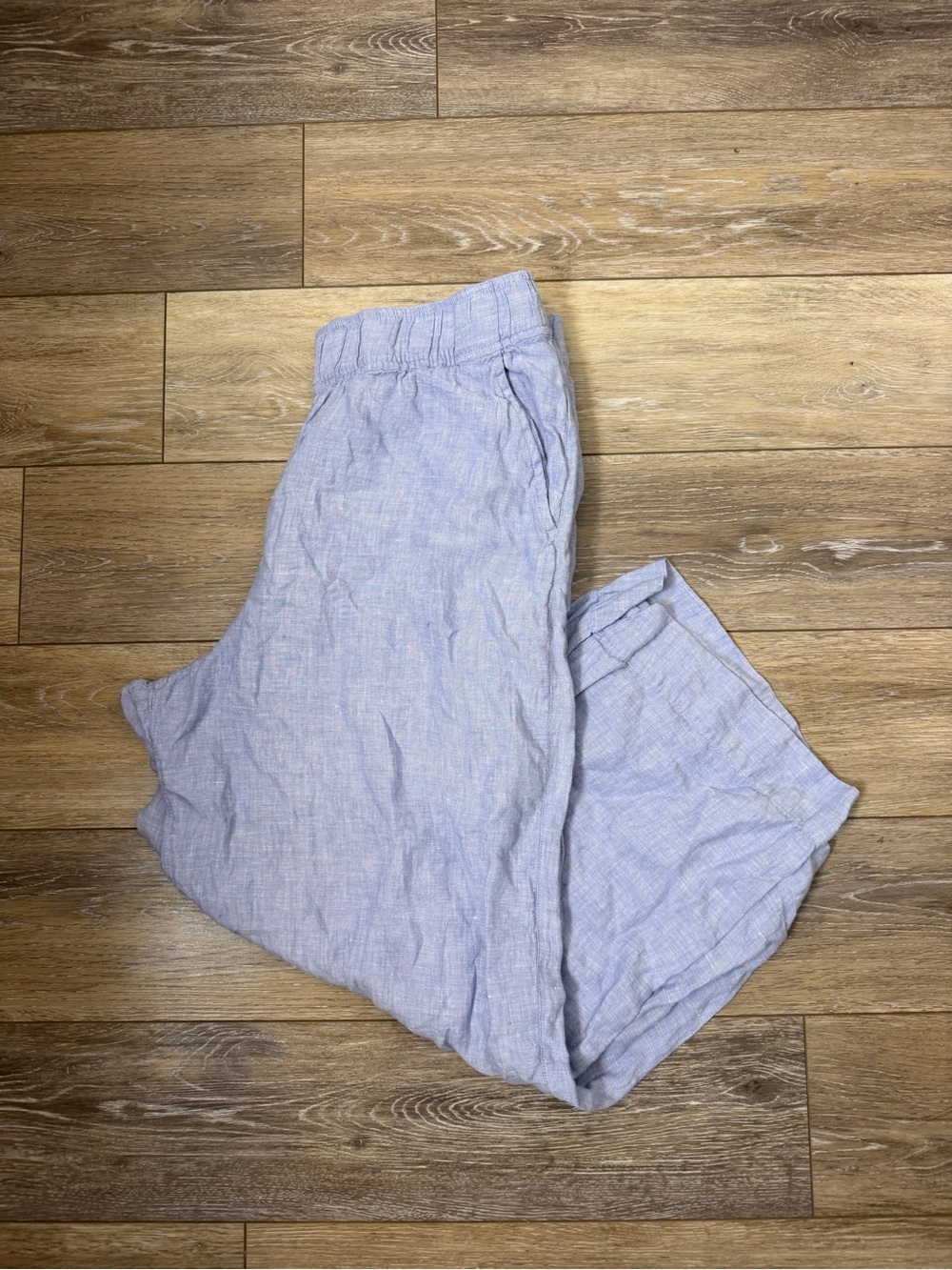 Tahari Linen Wide Leg Cropped Pants Sz L